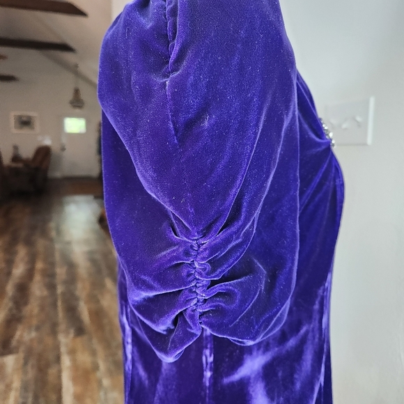 Cachet By Bari Protas Vintage Velvet Dress Purple With Shoulder Pads - Picture 7 of 10